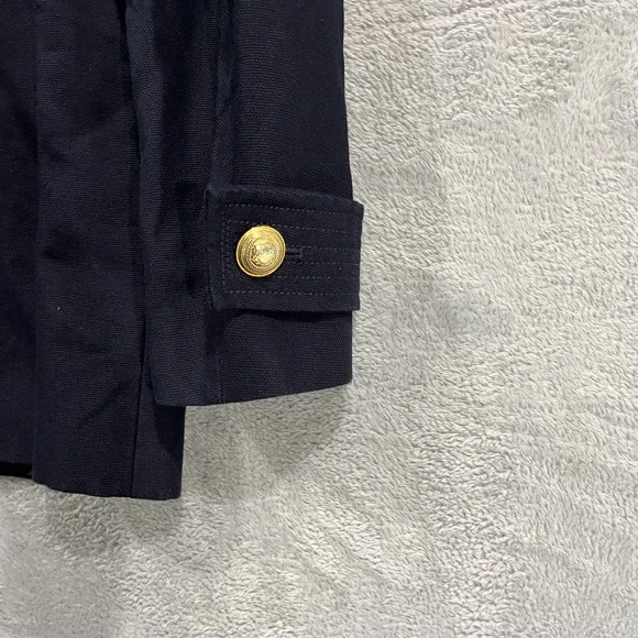 Zara Blazer Jacket Womens Large Double‎ Breasted Navy Blue Academia Gold